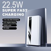 Banque de puissance haute capacité 20000mAh en vrac en gros avec affichage LED Banque de puissance de charge rapide