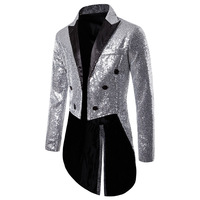 Herren Gold Pailletten Polyester Frack Gotischer Steampunk Renaissance Blazer TV-Film Halloween Bühnenauftritt Jacke Hochzeit