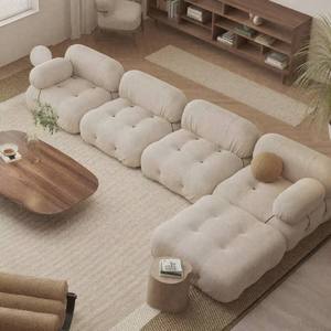 Juego <span class=keywords><strong>de</strong></span> Sofás Modulares Tapizados en Tela con Relleno <span class=keywords><strong>de</strong></span> Esponja, Estilo Moderno, con Patas <span class=keywords><strong>de</strong></span> Madera Maciza, Muebles para Sala <span class=keywords><strong>de</strong></span> Estar - Product Image 2