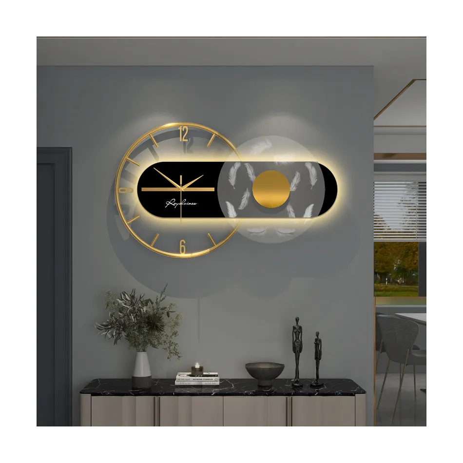 벽시계 3D 럭셔리 침묵 패션 간단한 큰 시계 현대 가정 장식 39 인치 라이트 럭셔리 벽시계