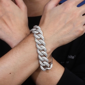 Custom 20MM 10K Real Gold Lab Diamond Cuban Link <b>Chain</b> Hip Hop <b>Iced</b> Out DEF VVS Lab Grown Diamond Cuban Bracelet - Product Image 1