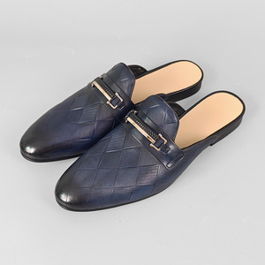Mocassins en cuir véritable pour hommes, couleur café, semelle en caoutchouc, sans dos, confortables, respirants, mules à la mode, taille 38-47 - Product Image 3