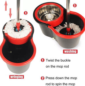 Set <span class=keywords><strong>Mop</strong></span> e Secchio per Pulizia Pavimenti con Manico Estensibile in Acciaio, Materiale in Tessuto, Cestello in Plastica, Utensile Domestico - Product Image 3