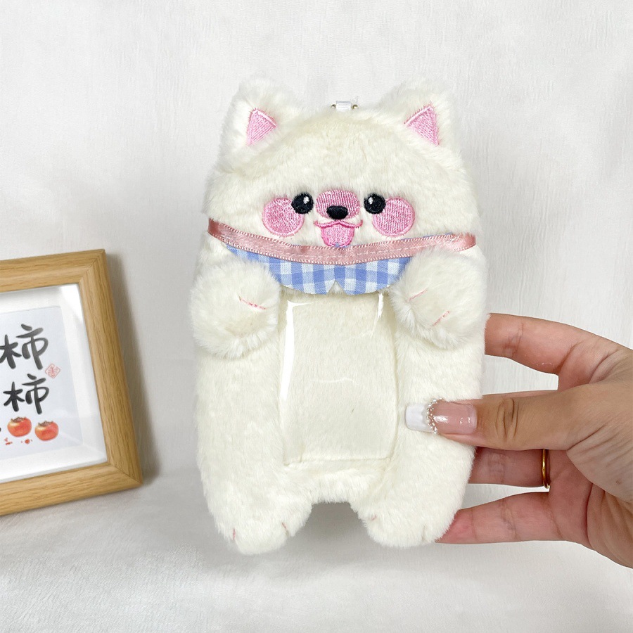 Scarf white dog card holder