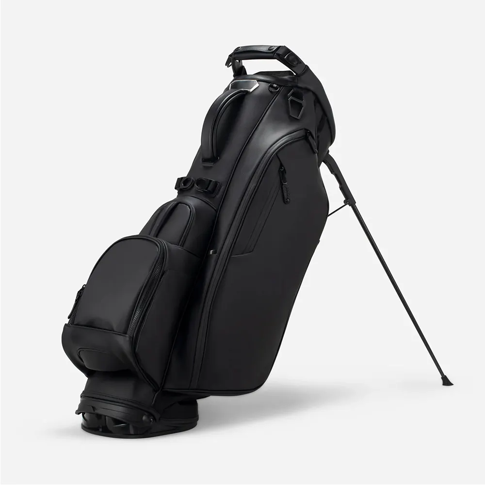 PRIMUS GOLF Wholesale Luxury custom black color leather golf bag High Quality golf sunday bag with stand