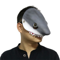 Masque de tête de requin en latex pour adulte, déguisement de luxe pour Halloween, masque animal complet pour la tête