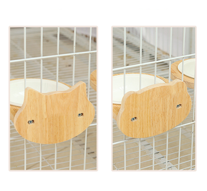 Comedero Ecológico para Gatos de Cerámica con Marco de Madera Maciza, Comedero Colgante Antideslizante para Uso en Interiores, Diseñado para Gatitos y Cachorros - Product Image 4