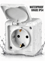 Interrupteurs et prises étanches industriels, 2 ports USB, prise 2PIN/3PIN, 4 prises EU 16A IP54