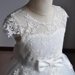 Robe de demoiselle d'honneur blanche pour enfant, élégante, en dentelle brodée, robe de princesse pour mariage, robe de première communion - Product Image 3
