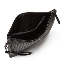 Pochette en Cuir Tressé Homme, Portefeuille Souple Grande Capacité, Sac d'Épaule Business pour Hommes