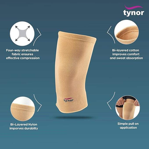 Tynor Knee Sleeve Support Warm Breathable Pull On Knee <b>Pad</b> Pair for Adult Sports - Product Image 3