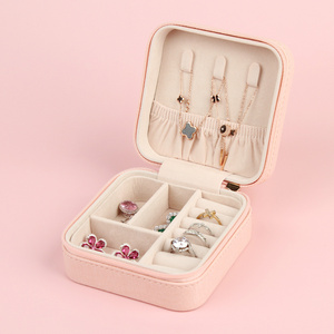 Estuche de Viaje para Joyas de Cuero PU Cuadrado Mini, con Cierre de Cremallera, para Mujeres y Niñas, Portátil, para Guardar Aretes - Product Image 6