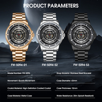 Jam Tangan Quartz Pria Mark Fairwhale dengan Dial Kerangka Berongga, Tahan Air 30m, Gelang Baja, Jam Tangan Sport FW-5094