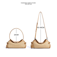 Moda kadın hakiki deri Rattan kadın çanta yüksek kalite Crossbody rafya saman dokuma Crossbody omuz plaj çantası