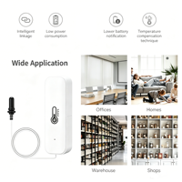 Nouvelle version du capteur intelligent de température et d'humidité Tuya WiFi avec sonde externe filaire alimentée par batterie pour usage domestique, enregistrement des données T&H