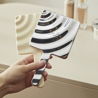 Miroir de Maquillage Sublimé à Ondulations d'Eau, Placage UV, à Main, pour Fille, en Plastique Mignon, Miroir Cosmétique HD