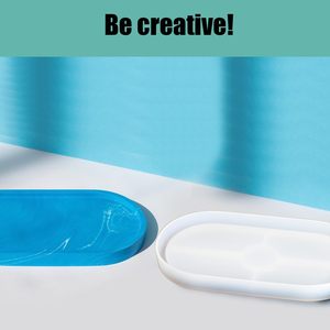DIY <b>Crystal</b> Epoxy Mold Oval Table Holder Coaster Silicone Mold Resin Making <b>Mirror</b> Tray Mold - Product Image 3