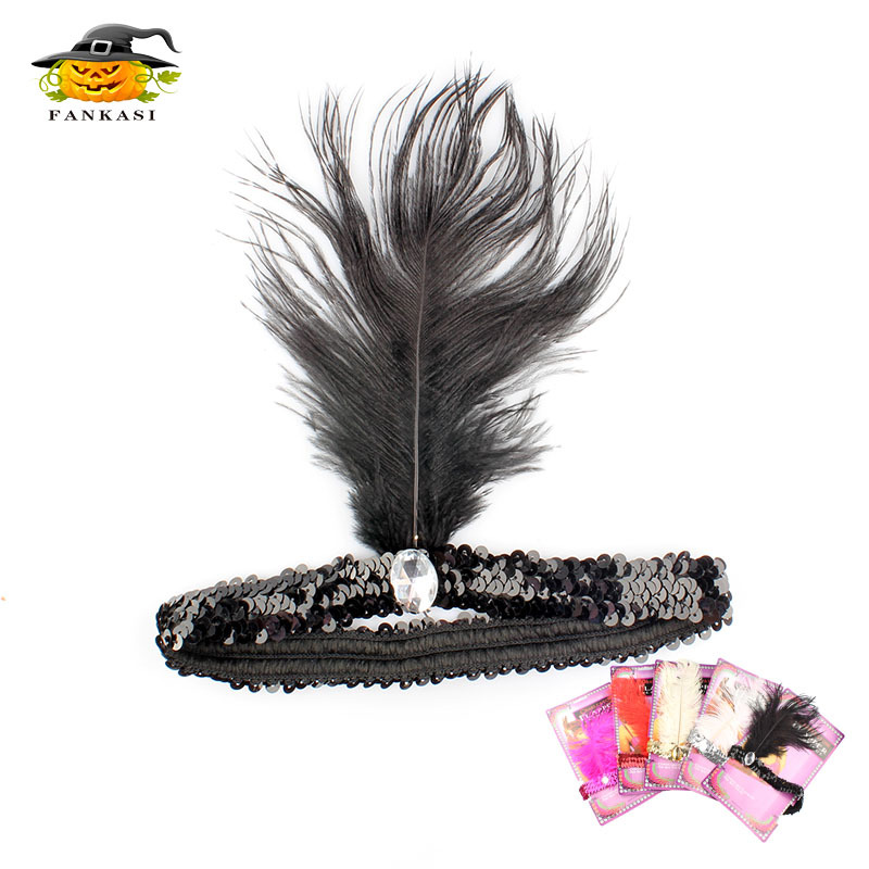 Black feather headband