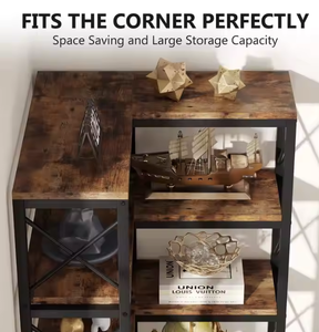 Scaffale ad angolo industriale grande libreria ad angolo alta 7 scaffali con struttura in metallo espositore per Home Office - Product Image 5