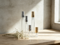 Flacon d'échantillon de parfum portable vide en gros, 2ml-10ml, flacon pulvérisateur en verre transparent avec pulvérisateur en aluminium électroplaqué, approvisionnement direct usine