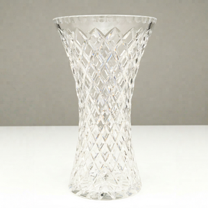 Crystal Tabletop <b>Vase</b> With Diamond Cut Pattern Modern Design Unique Style - Product Image 1