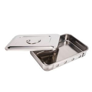 Stainless Steel Perforated Sterilization Tray 304 Square With Lid High <b>Temperature</b> Laboratory <b>Instrument</b> Tray - Product Image 2
