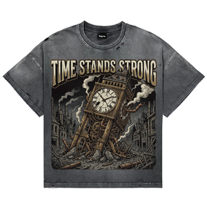 Camisetas Vintage para Hombre, Lavadas con Ácido, Desgastadas, con Estampado DTG, Negras, Estilo Steampunk, con Gráfico de Big Ben, Talla Grande - Product Image 1