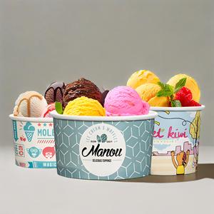 Prix de gros Bol à crème glacée jetable personnalisé Emballage de tasse de crème glacée à dessert personnalisé avec couvercle et cuillère - Product Image 5