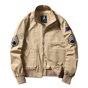 Brad Pitt Fury WW2 Tanker Khaki Printemps Coton Bomber Veste Légère Coton Pour <span class=keywords><strong>Homme</strong></span> - Product Image 1