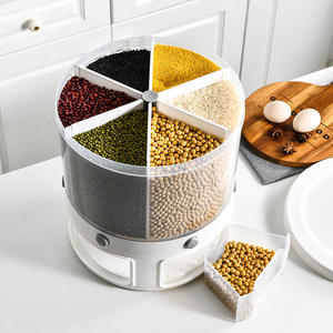 Cereal Dispenser Storage Box Kitchen 6-Compartment Rotating Cereal Dispenser Dry Food Storage Container Sealed Rice Bucket Moisture-Proof Food Storage Box