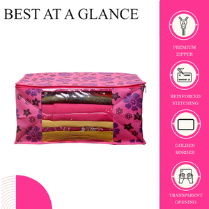 New Pink Flower Saree Covers With <b>Zip</b> Cover Packing <b>Bags</b> Saree Work Saree Cover For Women In Wholesale Price - Product Image 2