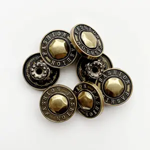 Cierre de metal personalizado para Vaqueros, cierre con logotipo grabado de aleación de Zinc, botón decorativo