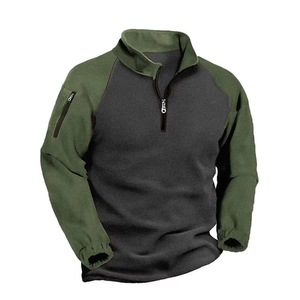 Vente en gros 2025 Automne Hiver Stand Tactique Pull Veste Casual <span class=keywords><strong>Patchwork</strong></span> Thermique French Terry Polaire 1/4 Zip 1/4 - Product Image 4