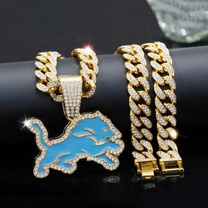 热销底特律雄狮橄榄球运动锦标赛项链时尚水钻个性吊坠项链粉丝礼品 - Product Image 4