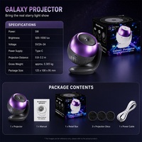 Projecteur Galaxie Type-C avec 24 Motifs et 7 Sons du Bruit Blanc, Projecteur d'Étoiles Galaxie USB, Veilleuse LED pour Chambre et Décoration Home Cinéma