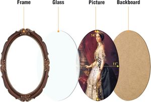 Stile antico europeo classico in resina retrò <span class=keywords><strong>foto</strong></span> e specchio cornice di forma ovale con finiture in oro e materiale in metallo - Product Image 3