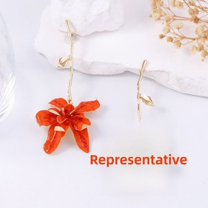 Trendy Metal Flower <strong>Stem</strong>-Shaped <strong>Earrings</strong> Cross-Border Exaggerated Fashion for Women Elegant Party - Product Image 6