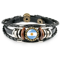 Bracelet en cuir vintage avec drapeau du Panama, drapeaux nationaux du monde, bracelet multicouche de style punk, orné de cristaux, personnalisé