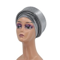 Nuevo Pañuelo Musulmán Africano para Mujer, Decoración de Trenza de Esponja, Estilo Indio de Oriente Medio, Turbante con Pedrería de Cielo Estrellado