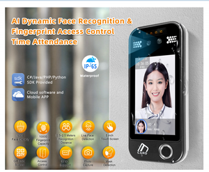 Machine de contrôle d'accès biométrique IP65 étanche avec reconnaissance faciale, lecteur RFID, enregistrement du temps sur le cloud et API SDK gratuite - Product Image 3