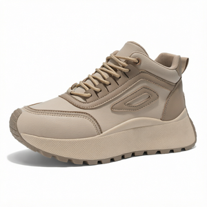 Women's High Walking <b>Shoes</b> Thick Sole Casual <b>Sneakers</b> Lace Up Round Toe for Spring Autumn - Product Image 1