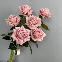 Roses artificielles en latex effet naturel, roses poussiéreuses, tige unique, hydratantes, pour décoration de mariage