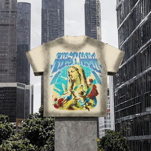 Camiseta Oversize FIRST ROW con Estampado Tejido y Pedrería, Moda Hip Hop Urbana para Hombre, 260g, Producto Nuevo de Moda, Envío Rápido - Product Image 3