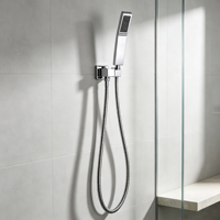 Ensemble de douche carré portatif en laiton massif de qualité commerciale avec finition chromée, support mural anti-fuite et tuyau pour toilettes