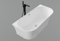 Baignoire Spa Ovale Moderne Autoportante en Acrylique Blanc avec 10 Jets, Vidange Central et Panneau de Commande pour Salle de Bain