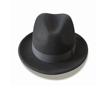 CLN6303 Nouveaux chapeaux de fête en feutre 100% laine, chapeau Fedora marron en feutre de laine à devant plissé, bandeau en velcro réglable, chapeaux d'extérieur