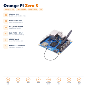 บอร์ดพัฒนา Orange Pi Zero3 รุ่น HT In Stock ชิปประมวลผล Allwinner H618 รองรับ WiFi หน่วยความจำ 1GB 1.5GB 2GB 4GB LPDDR4 คอมพิวเตอร์แบบบอร์ดเดี่ยว - Product Image 2