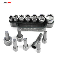 Embout de clé à chocs pour douilles, en acier allié S2, à queue hexagonale, pointe magnétique, finition chrome-zinc, portable, avec sac Oxford, pour mécanicien automobile