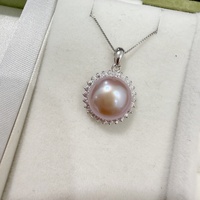 Pendentif classique en perle d'eau douce de 11-12 mm de qualité supérieure, collier élégant en perles de culture, bijou quotidien, cadeau.