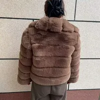 Nouvelle Veste Courte en Fausse Fourrure pour Femme, Col Large Tendance, Coupe Épaisse, Hiver, Douce et Moelleuse